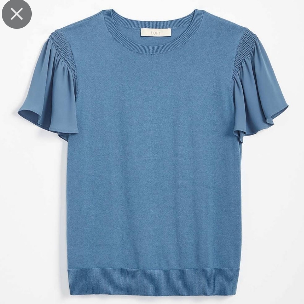 New Blue Flutter Sleeve Loft Knit Top